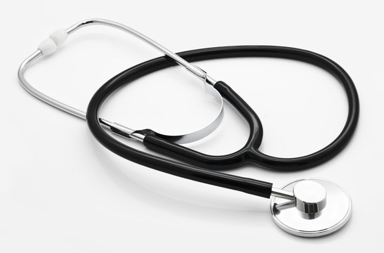 Black stethoscope isolated on white