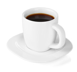 A cup of strong coffee isolated on white