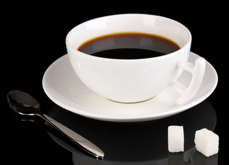 A cup of strong coffee isolated on black