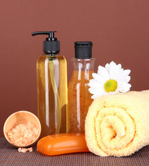 Set for care of a body on brown background