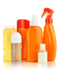A lot of different cosmetic products for personal care isolated