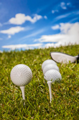 Golf field, sport equipment