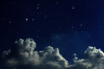 cloudy night sky with stars - 48163075