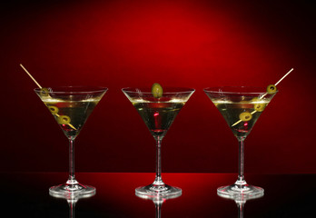 Martini glasses on dark background
