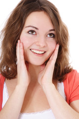 Fototapeta premium Attraktives Mädchen schaut nach oben