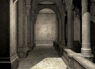 Fototapeta premium Burg Gang mit Seulen