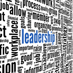Leadership in word tag cloud on white