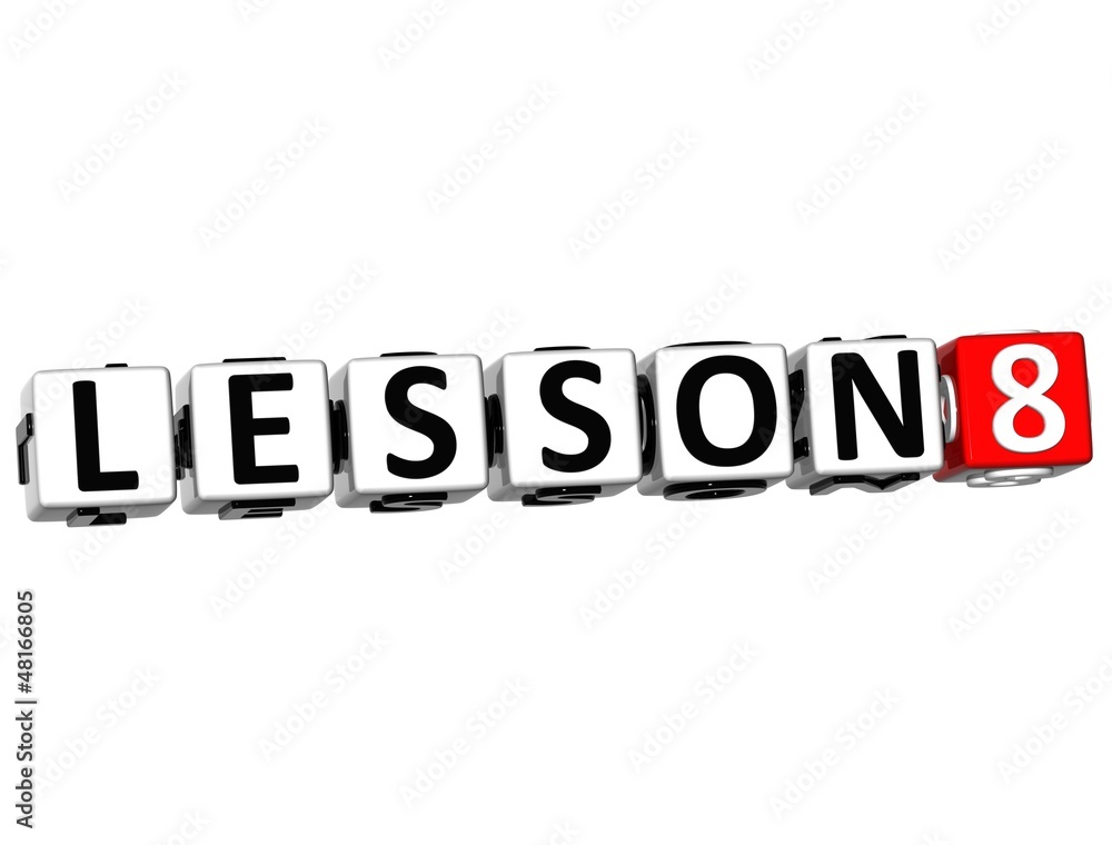 Poster 3d lesson button click here block text
