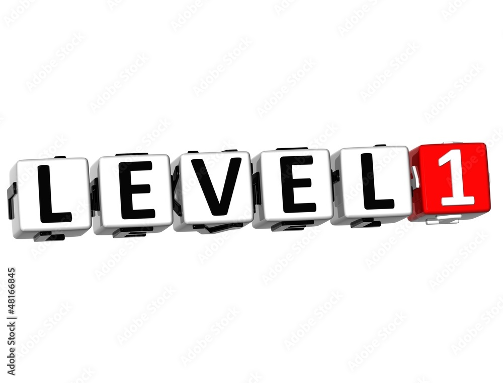 Poster 3d level button click here block text