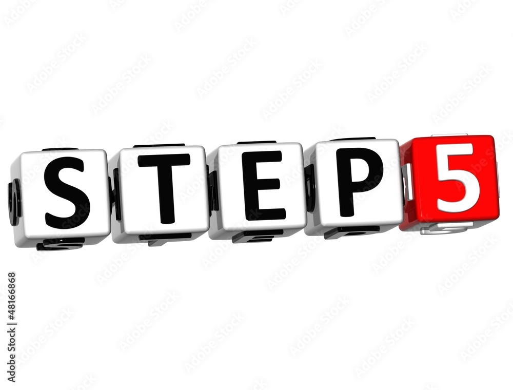 Aufkleber 3d step button click here block text