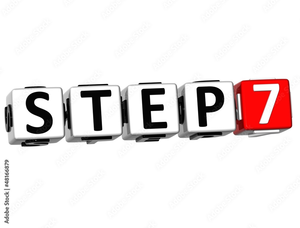 Poster 3d step button click here block text