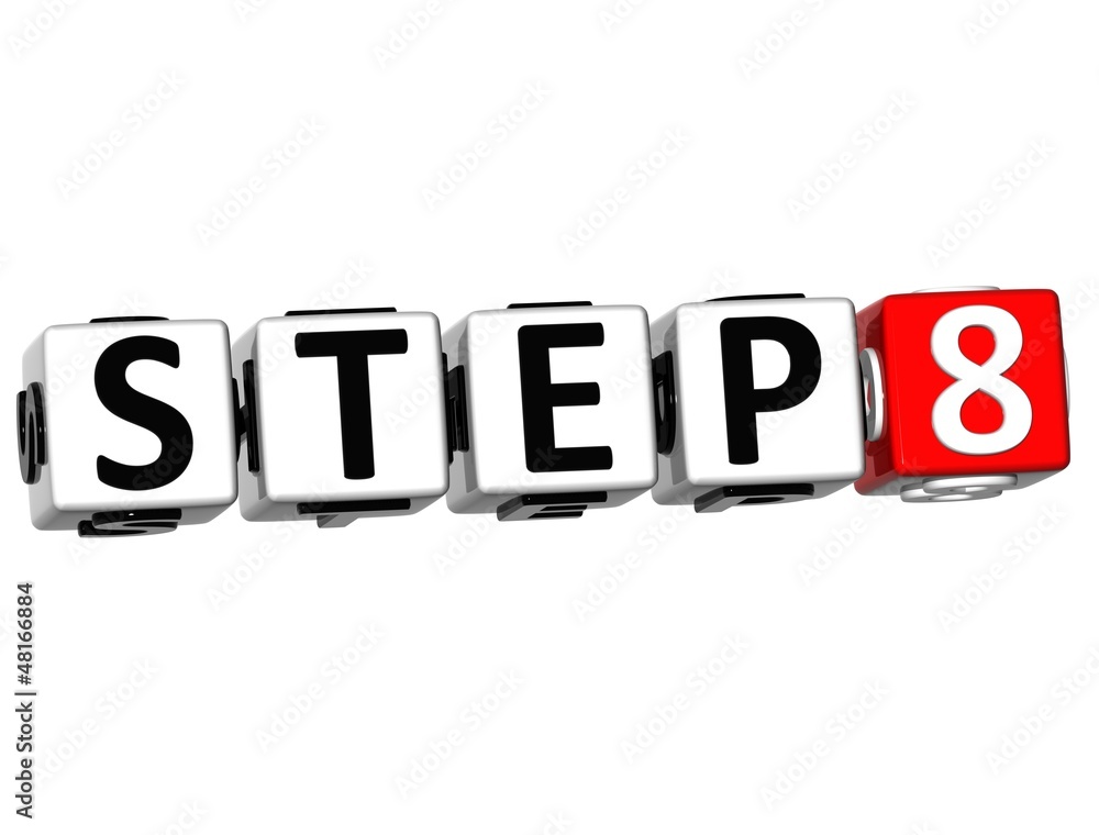 Poster 3d step button click here block text