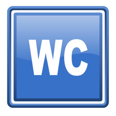 wc blue glossy square web icon isolated