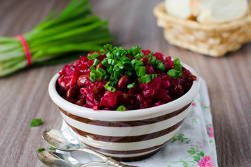 Beetroot salad , beans and cucumbers