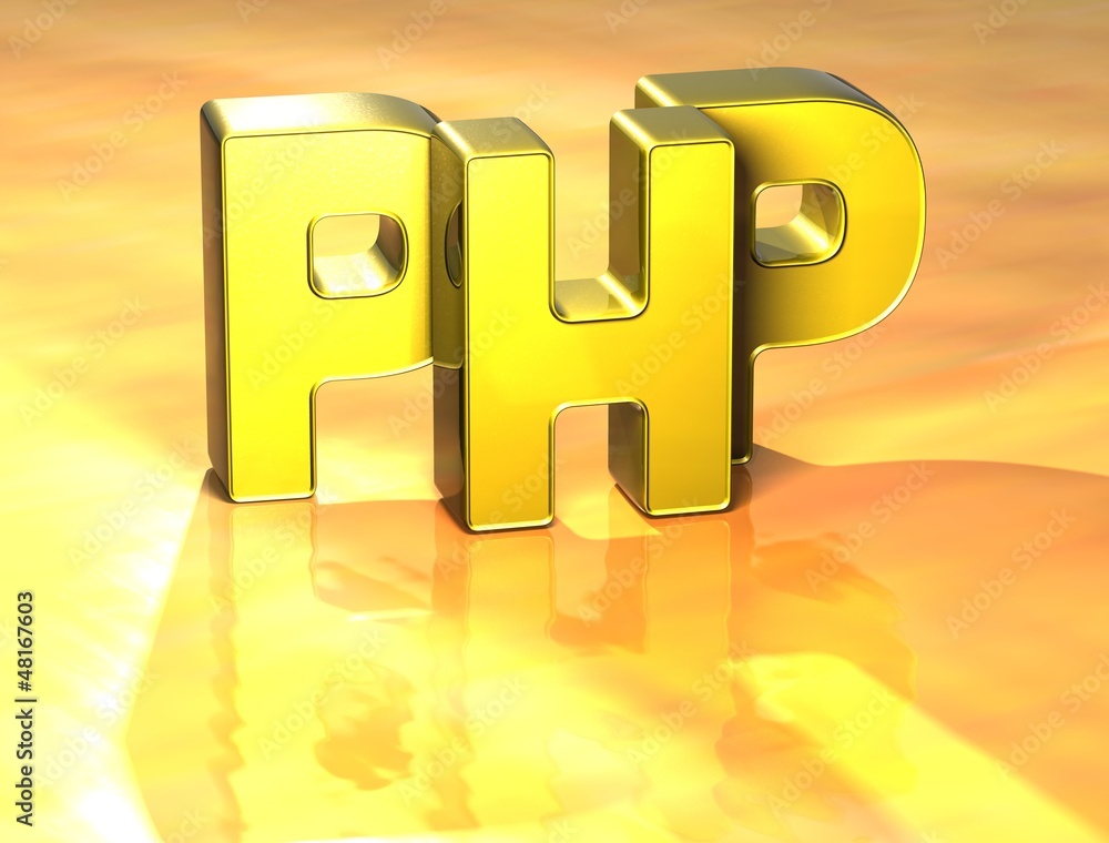 Poster 3d word php on yellow background
