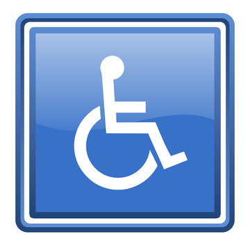 accessibility blue glossy square web icon isolated