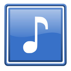 music blue glossy square web icon isolated