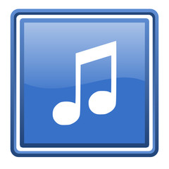 music blue glossy square web icon isolated