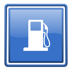 fuel blue glossy square web icon isolated