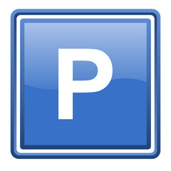 park blue glossy square web icon isolated