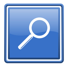 search blue glossy square web icon isolated