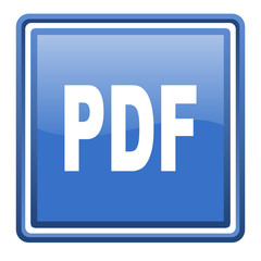 pdf blue glossy square web icon isolated