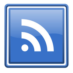 rss blue glossy square web icon isolated