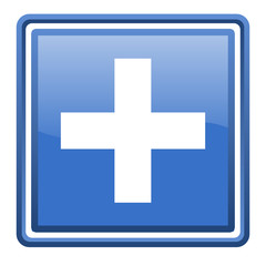 Obraz premium emergency blue glossy square web icon isolated
