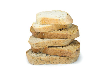 Fototapeta na wymiar slices of bread on white background