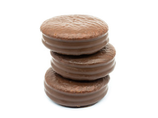 chocolate cookies  on white background