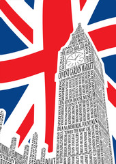 Obraz na płótnie Canvas Big Ben nazw atrakcji Londynu. wektor