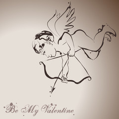 Grunge elegance ink splash illustration of Valentine's angel