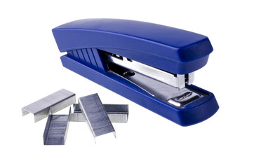Blue stapler, isolated over white