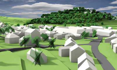 Abstract generic city with old buildings