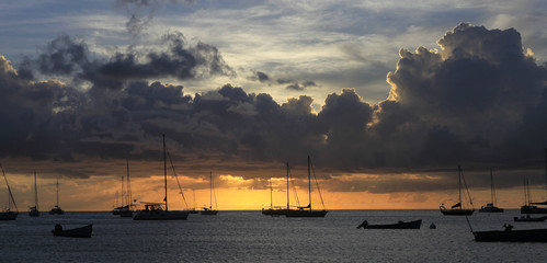 Sunset in the Anses d'Arlet, Martinique island