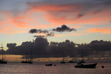 sunset in Anses d'Arlet, Martinique island
