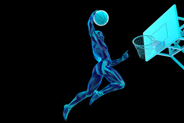 Baskettball Dunk UV-Licht 3D © Gunnar Assmy