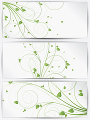 Set of abstract cards with flowers and floral elements