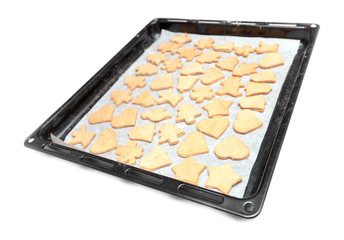 Simple homemade cookies in black dripping pan