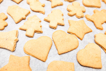 Simple homemade Christmas cookies on white