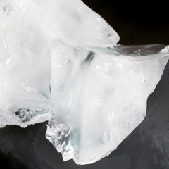 Big pieces of ice on a black background