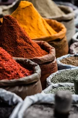 Gordijnen Traditional spices market in India. © Curioso.Photography