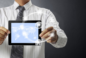 touch- tablet in hands