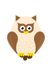 Cartoon owl sitting. Vector illustration
