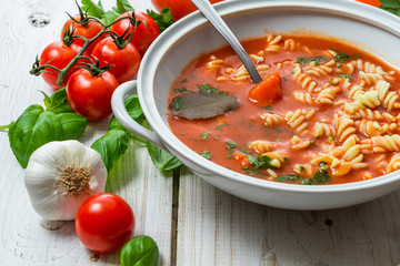 Tomato soup with garlic and basil