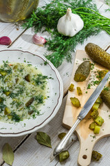 Healthy ingredients for cucumber soup