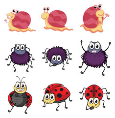 A spider, a ladybug and a snail