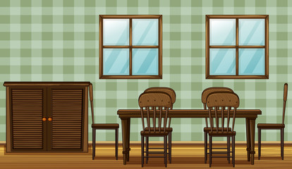 A dinning table and wardrobe