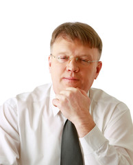 A man sitting ,isolated on white background