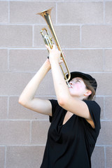 Female trumpet player.